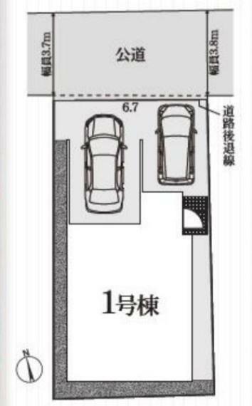 区画図 駐車並列2台可能なカースペースがあります（車種によります）