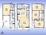 間取り図 間取図:2階に風呂＆洗面、対面キッチン付LDK1、3階に洋室4室（7.4寝室含む）2、3階にバルコニー