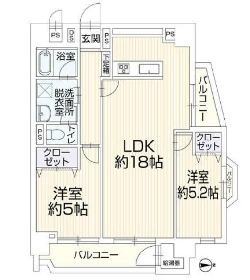 サンハイツ舞鶴(2LDK) 7階の間取り