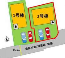 2号棟:区画図です。並列2台駐車可能です。