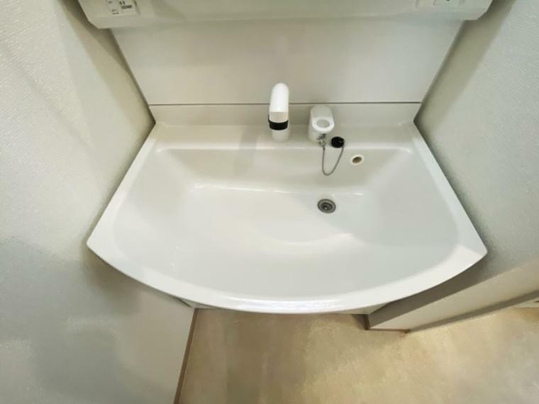 洗面化粧台 ハンドシャワー水栓が付いた洗面化粧台。