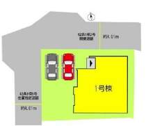 1号棟:区画図です。並列2台駐車可能です。