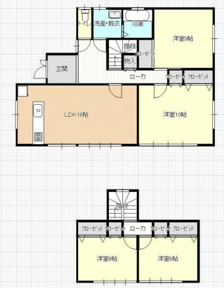 間取り図 【間取り図】お住まいになりやすい4LDKの間取りです。1階にお部屋が2部屋ございますので階段の上り下りも少なく生活が可能な住宅です。一部間取りを変更し、全て洋室の4LDKの間取りになります。