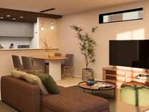 LDKは自然とご家族が集まる空間。全居室、複層ガラスの遮熱効果と断熱効果で、一年中快適に過ごせます。