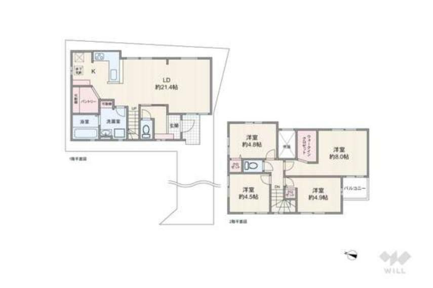 間取り図 間取りは延床面積97.91平米の4LDK。