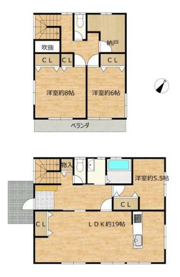 間取り図 【リフォーム中】間取図です。3SLDKの間取りの変更を行います。和室は全て洋室にリフォームするので洋風の住宅に生まれ変わります。