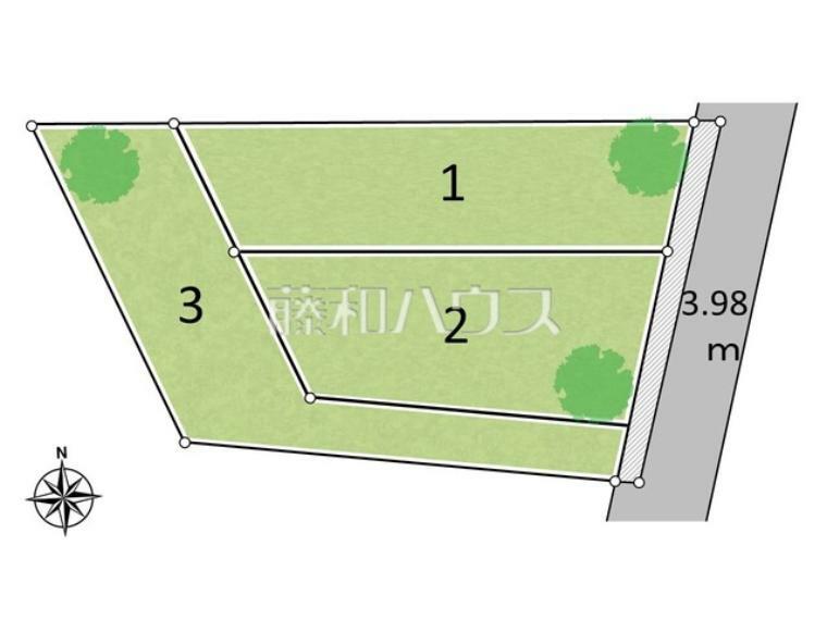 区画図 【1号地】全体区画図　【世田谷区祖師谷6丁目】 周辺環境はもちろん、日当たりや設備仕様など、実際に行ってみないと分からないことも多くございます。営業担当がご案内いたしますので、お気軽にお問い合わせください。