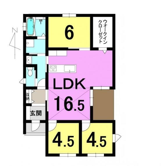 間取り図 ■3LDK ■建物面積延:72.87平米（22.04坪）