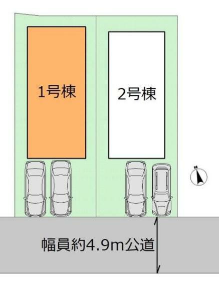 区画図 （区画図）駐車スペース並列2台分有り。