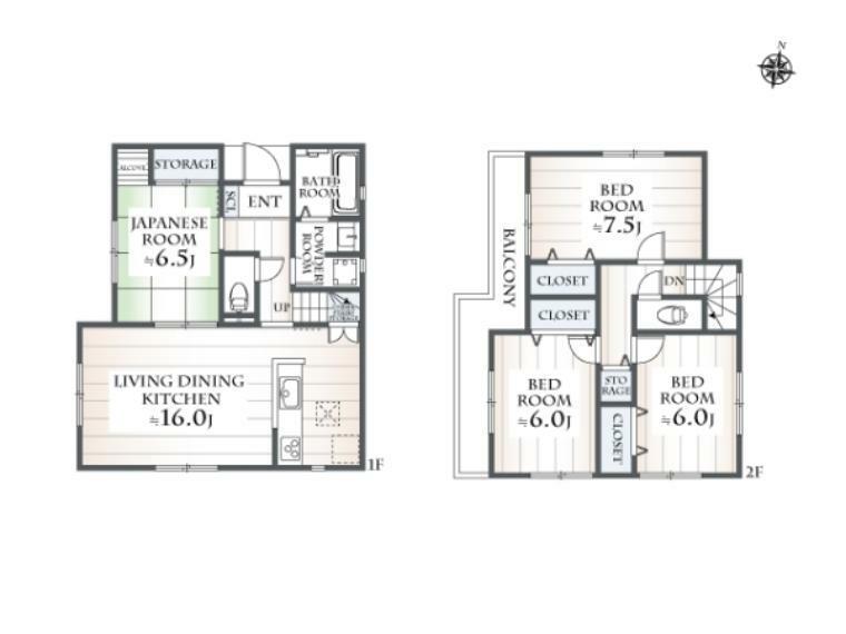 間取り図 全居室6帖以上のゆとりある住空間。