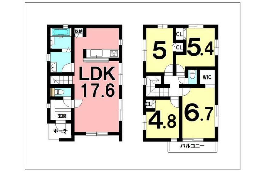 間取り図 4LDK、WIC、オール電化、食器洗浄乾燥機【建物面積90.44m2（27.35坪）】