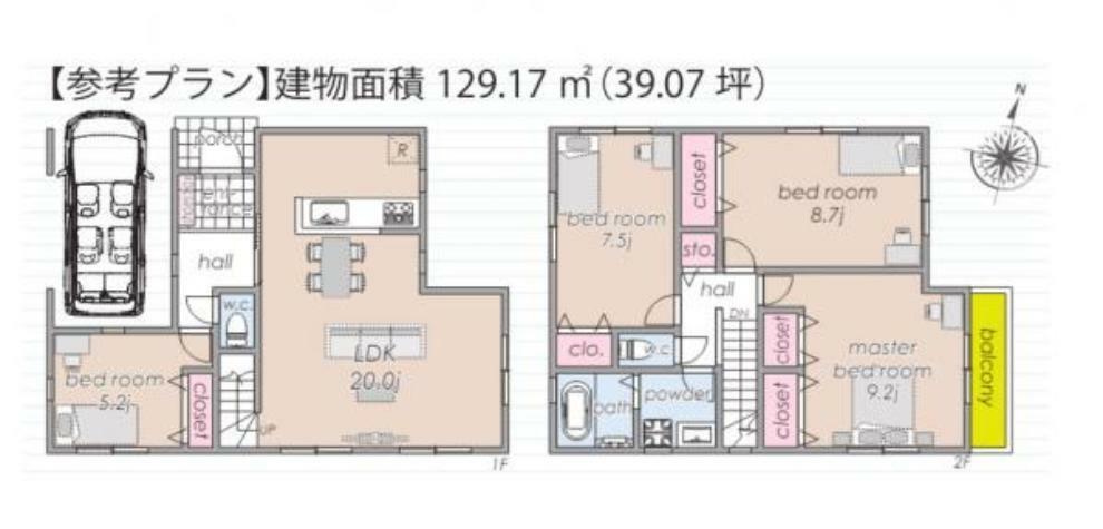 間取り図・図面 ■建物参考プラン:129.17平米　価格:2400万（税込）