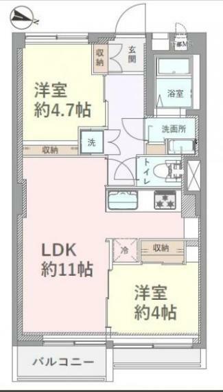 間取り図 ■新規リフォーム済み2LDK＋2Closetマンション！