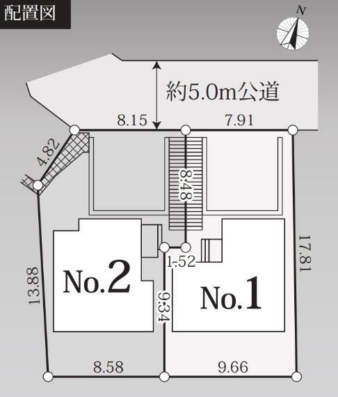 区画図 「青葉区桜台8丁目」地下車庫並列2台付きの新築分譲2階建て！　大型4LDKです！