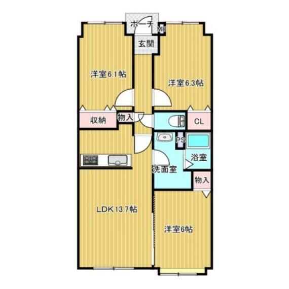 間取り図 専有面積20.44坪、3LDKの間取りです。洋室が多くあり、子供部屋やプライベートスペースとして、様々な用途にお使いいただけますね。こちらの物件は見学していただくことも可能です！お気軽にご連絡下さい！