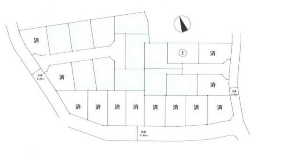 区画図 一帯を開発して分譲しており、新興住宅地であり街並みも綺麗