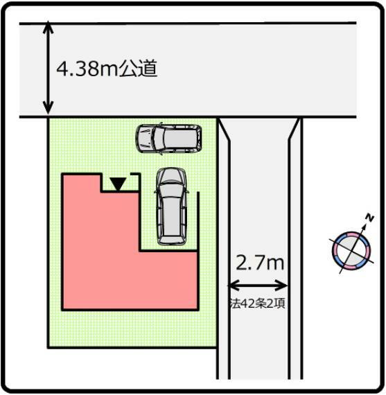 区画図 （区画図）駐車場は、インナーガレージ1台分付き。