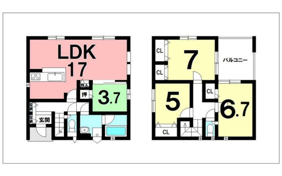 間取り図 4LDK、オール電化、浴室暖房乾燥機付き【建物面積93.55m2（28.29坪）】