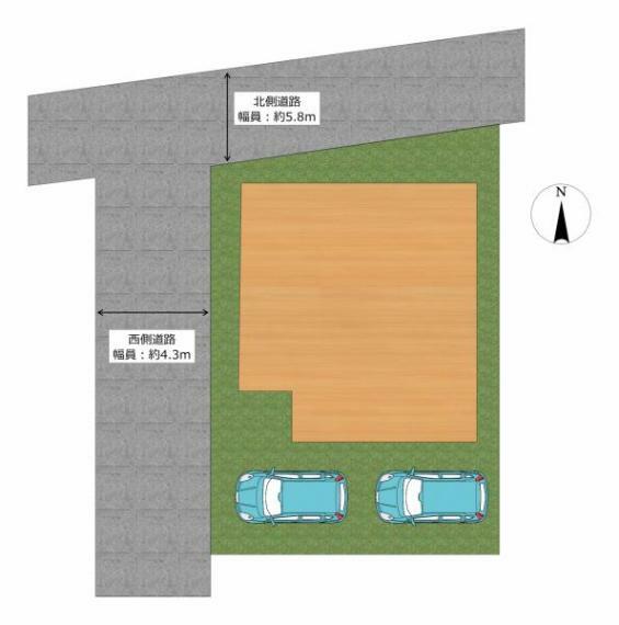 区画図 【区画図】駐車は縦列2台停まるように是正工事を行います。