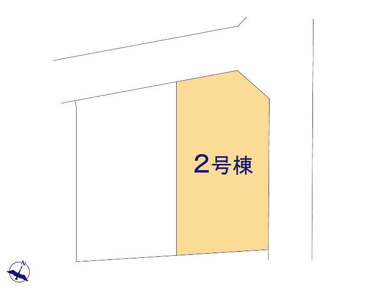 区画図 陽当たりの良さと開放感から人気の高い角地物件です。 駐車スペース2台並列可能です。