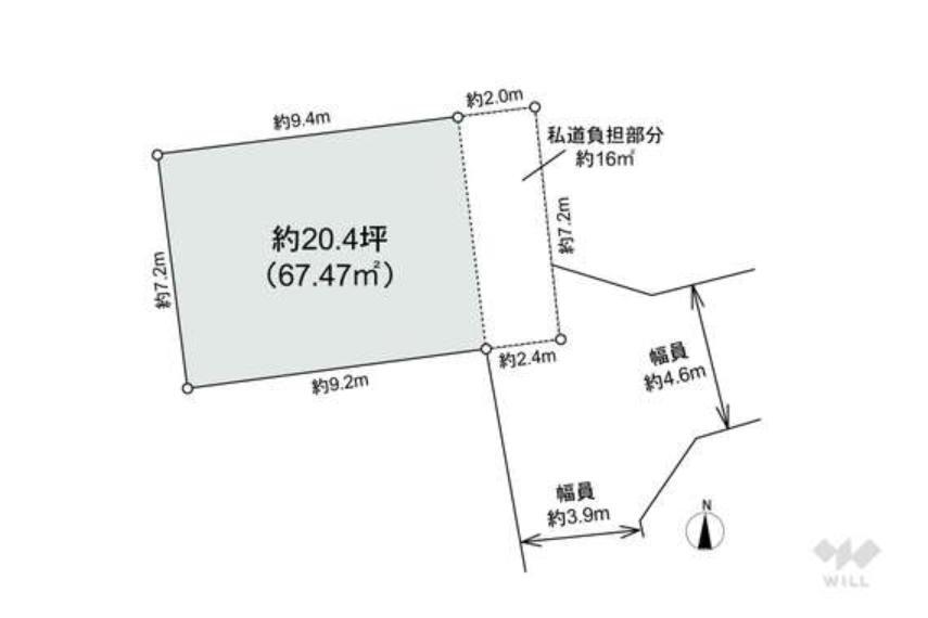 区画図、建築条件付き土地です。