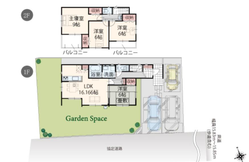 ■2号棟　建坪31.25坪　敷地62.50坪　シューズクローク　パントリー　　2階洗面化粧台　ダブルバルコニー　全居室南向き　主寝室9帖■