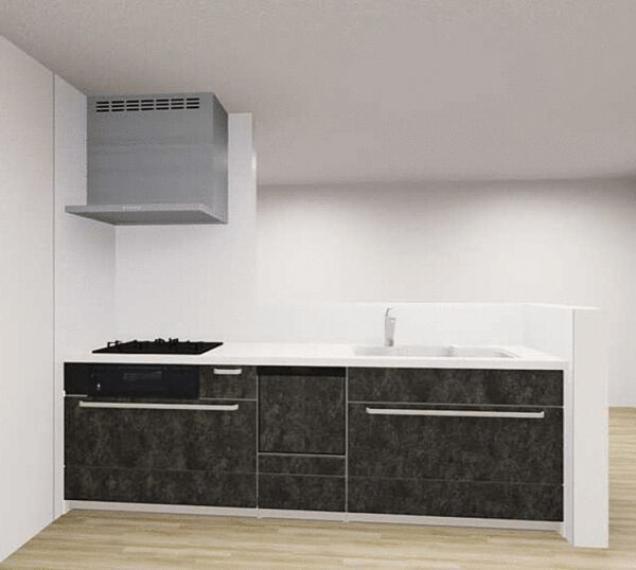 美しさと機能性を兼ね備えた薄型のレンジフードスライド式の収納は奥のスペースまで有効に活用できます