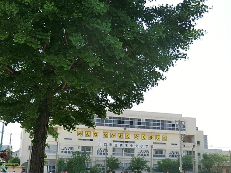 川口市立青木中央小学校（「かしこく」自ら課題に取り組み解決しようとする子、「やさしく」思いやりと感謝の心をもつ子、「たくましく」物事を最後までやりとげる子、を目指して、全校運動などの体育活動や授業の充実を図っています。）（約750m）
