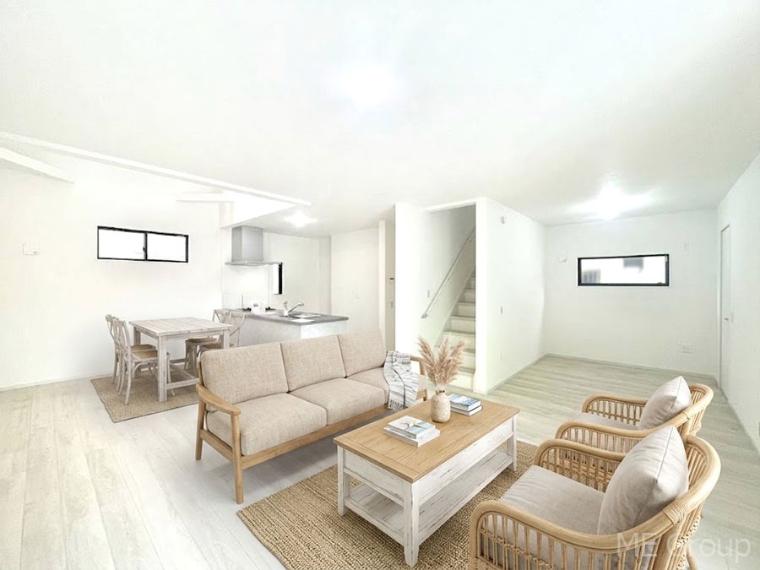 落ち着いた雰囲気のLDKは家族みんなの快適空間※家具はCGです