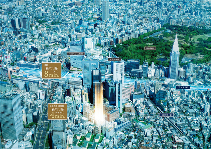 オープンレジデンシア新宿ザ・ハウスのメイン画像 | 現地周辺の写真にCGを合成したもので実際とは異なります