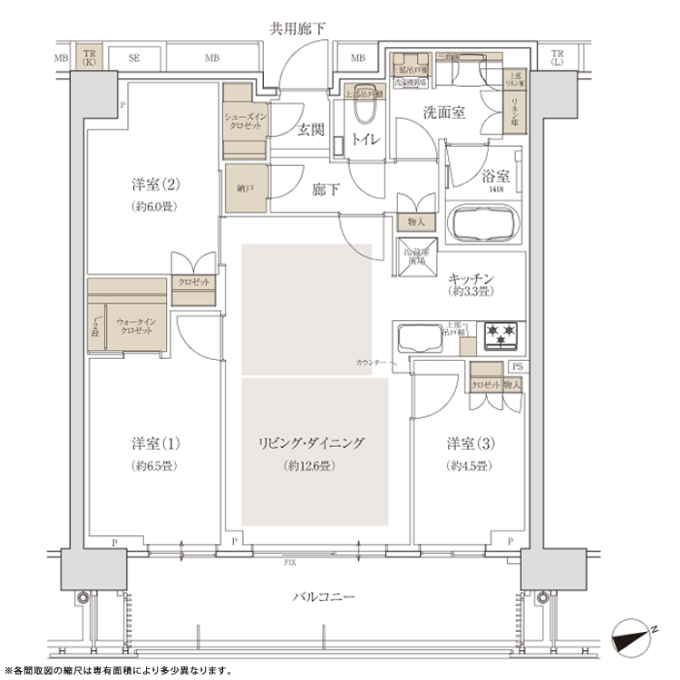 間取り（C-70Kタイプ詳細） - W TOWERS 箕面船場 - 新築マンション・分譲マンション掲載数No.1のYahoo!不動産