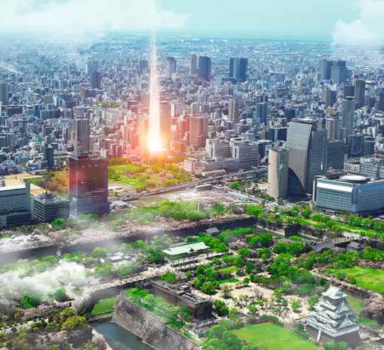 ポレスター谷町六丁目のメイン画像 | 現地周辺の写真（2024年5月撮影）にCGを合成したもので実際とは異なります