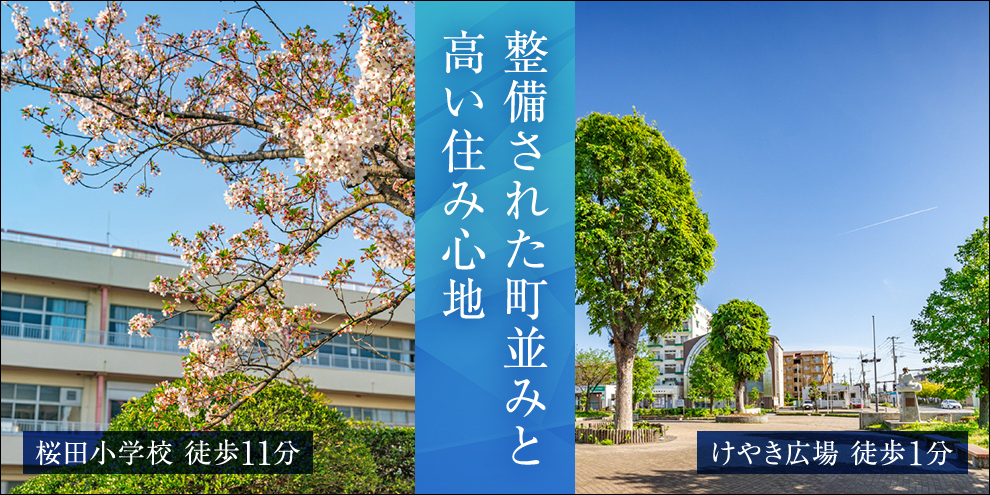 桜田小学校（徒歩11分）、けやき広場（徒歩1分）